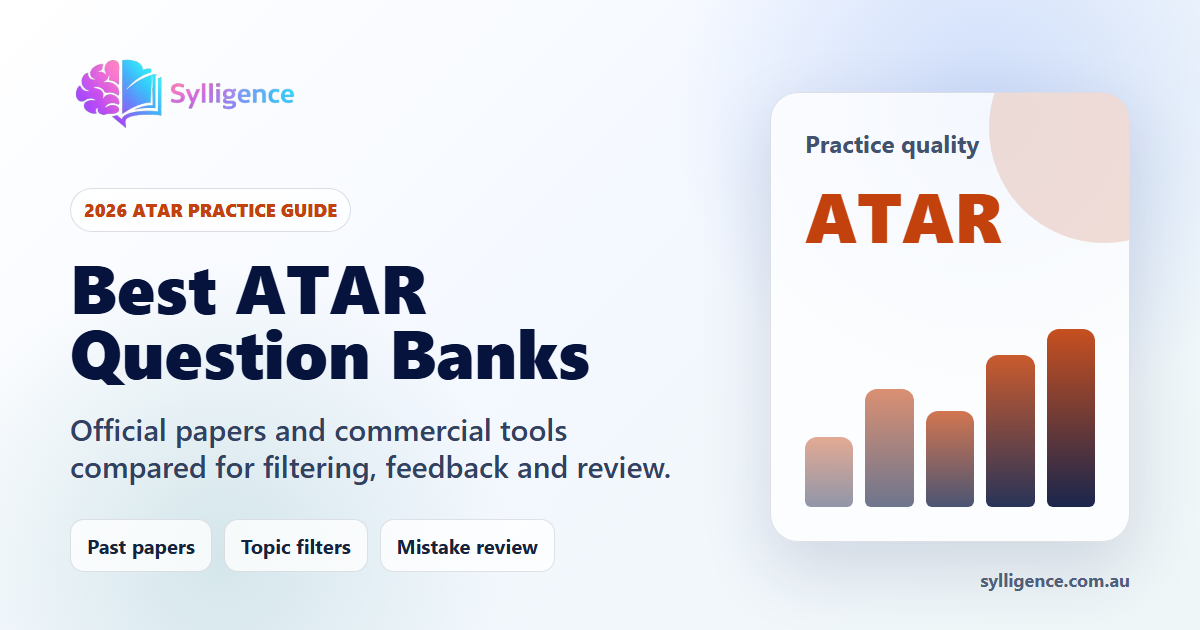 ATAR practice question banks compared by state coverage, filtering and feedback